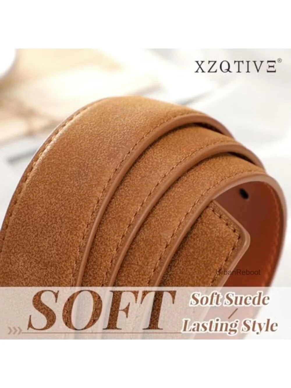 Genuine Suede Leather Dress Belt with Prong Buckle for Jeans or Work